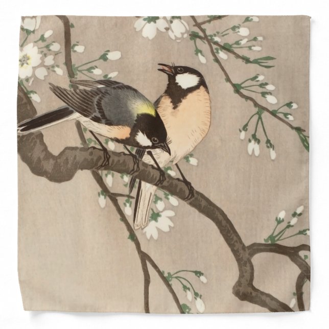 Japanese Asian Koson Bird Chickadee Songbird Bandana (Front)