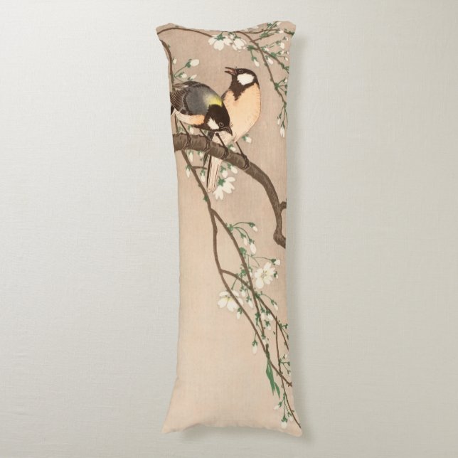 Japanese Asian Koson Bird Chickadee Songbird Body Pillow (Front Vertical)