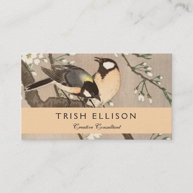 Japanese Asian Koson Bird Chickadee Songbird Business Card (Front)