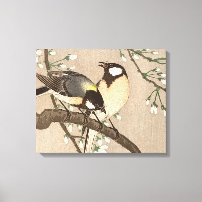 Japanese Asian Koson Bird Chickadee Songbird Canvas Print (Front)