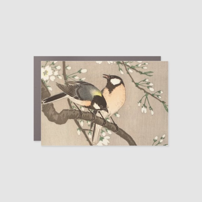 Japanese Asian Koson Bird Chickadee Songbird Car Magnet (Front)