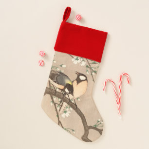 Japanese Asian Koson Bird Chickadee Songbird Christmas Stocking
