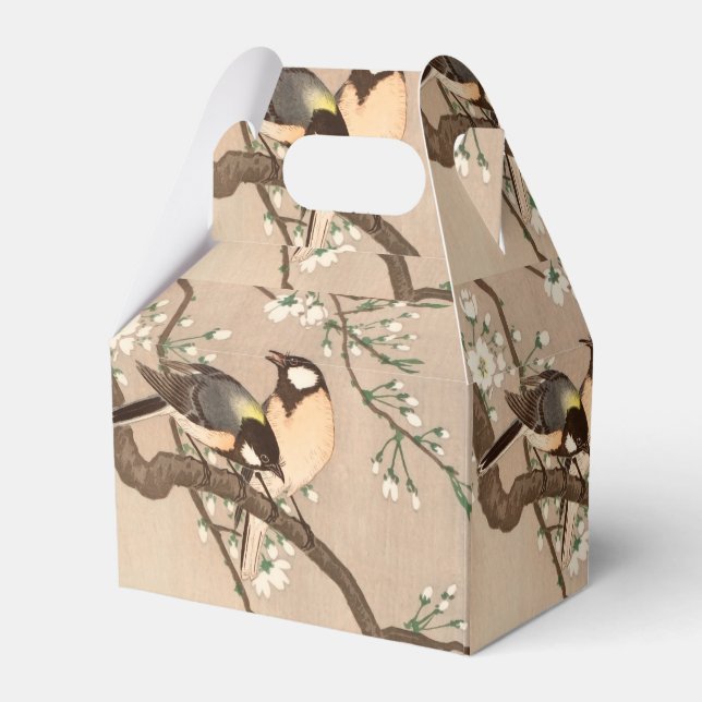 Japanese Asian Koson Bird Chickadee Songbird Favor Boxes (Front Side)