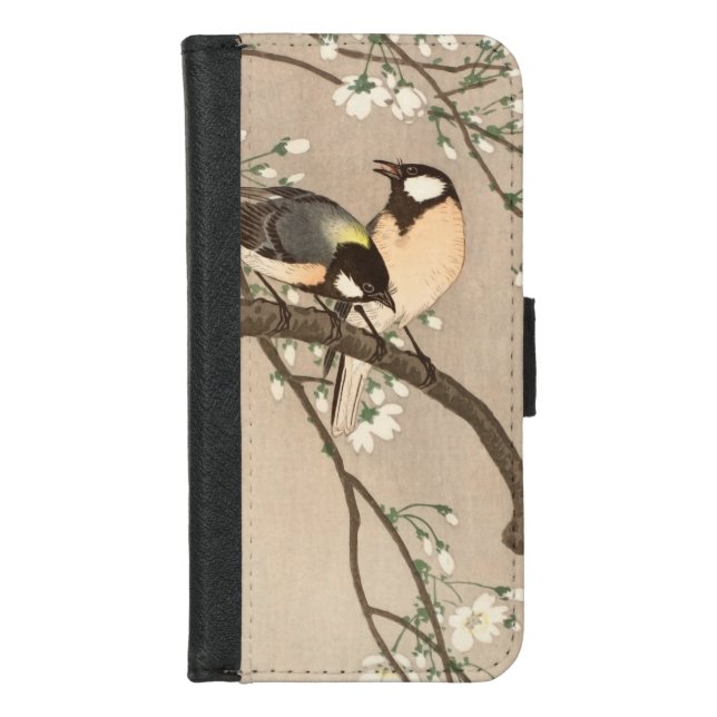 Japanese Asian Koson Bird Chickadee Songbird iPhone Wallet Case (Front)