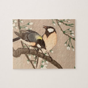 Japanese Asian Koson Bird Chickadee Songbird Jigsaw Puzzle