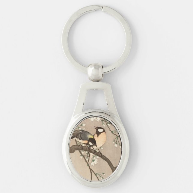 Japanese Asian Koson Bird Chickadee Songbird Keychain (Front)