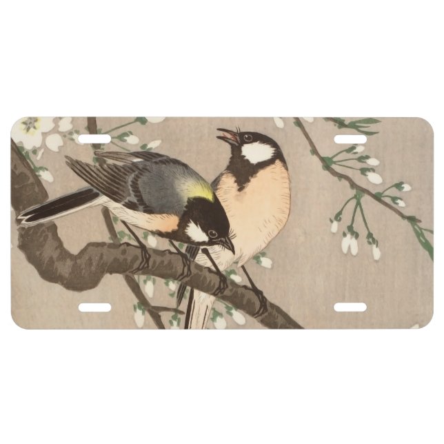 Japanese Asian Koson Bird Chickadee Songbird License Plate (Front)