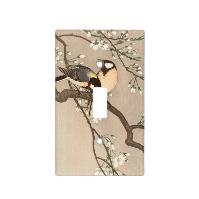 Japanese Asian Koson Bird Chickadee Songbird Light Switch Cover (Front)