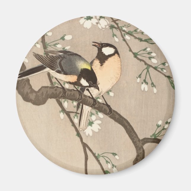 Japanese Asian Koson Bird Chickadee Songbird Magnet (Front)