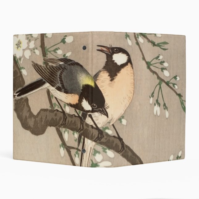 Japanese Asian Koson Bird Chickadee Songbird Mini Binder (Background)