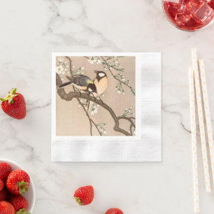 Japanese Asian Koson Bird Chickadee Songbird Napkins