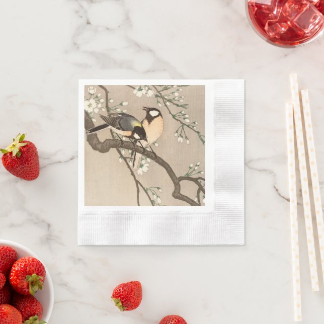 Japanese Asian Koson Bird Chickadee Songbird Napkins (Insitu)