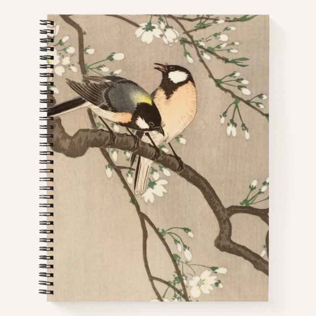 Japanese Asian Koson Bird Chickadee Songbird Notebook (Front)