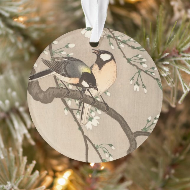 Japanese Asian Koson Bird Chickadee Songbird Ornament (Tree)