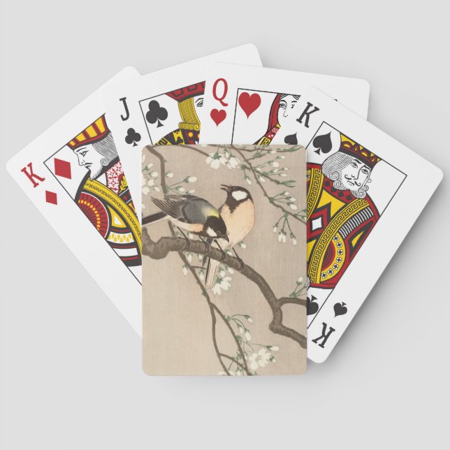 Japanese Asian Koson Bird Chickadee Songbird Poker Cards (Back)