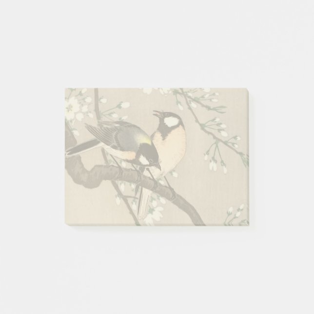 Japanese Asian Koson Bird Chickadee Songbird Post-it Notes (Front)