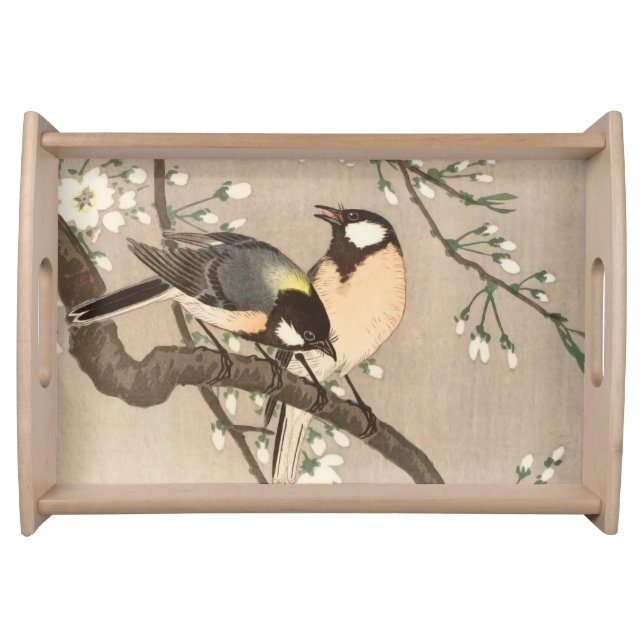 Japanese Asian Koson Bird Chickadee Songbird Serving Tray (Front)