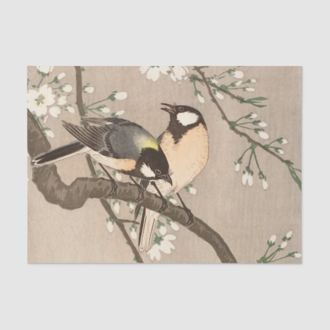 Japanese Asian Koson Bird Chickadee Songbird Tissue Paper (Front)