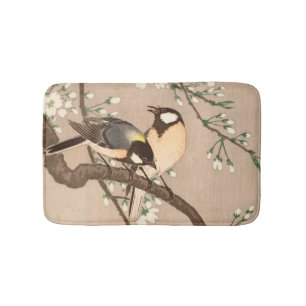 Japanese Asian Ohara Koson Bird Chickadee Songbird Bath Mat