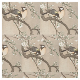 Japanese Asian Ohara Koson Bird Chickadee Songbird Fabric