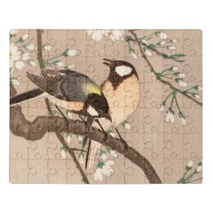 Japanese Asian Ohara Koson Bird Chickadee Songbird Jigsaw Puzzle
