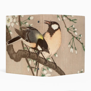 Japanese Asian Ohara Koson Bird Chickadee Songbird Mini Binder