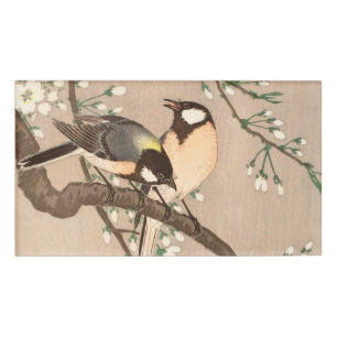 Japanese Asian Ohara Koson Bird Chickadee Songbird Name Tag