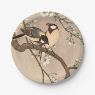 Japanese Asian Ohara Koson Bird Chickadee Songbird Paper Plates
