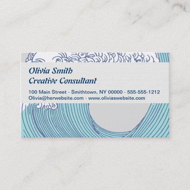 Japanese Asian Surf Wave Art Ocean Art Business Card (Front)