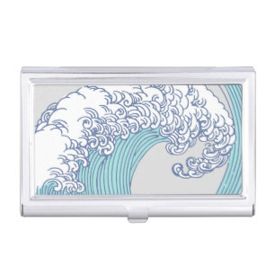 Japanese Asian Surf Wave Art Ocean Art Business Card Case