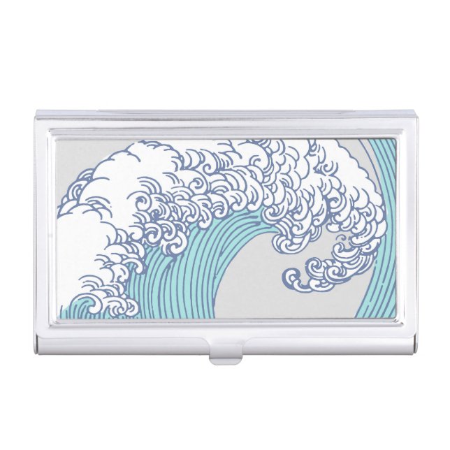Japanese Asian Surf Wave Art Ocean Art Business Card Case (Front)