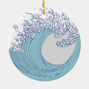 Japanese Asian Surf Wave Art Ocean Art Ceramic Ornament