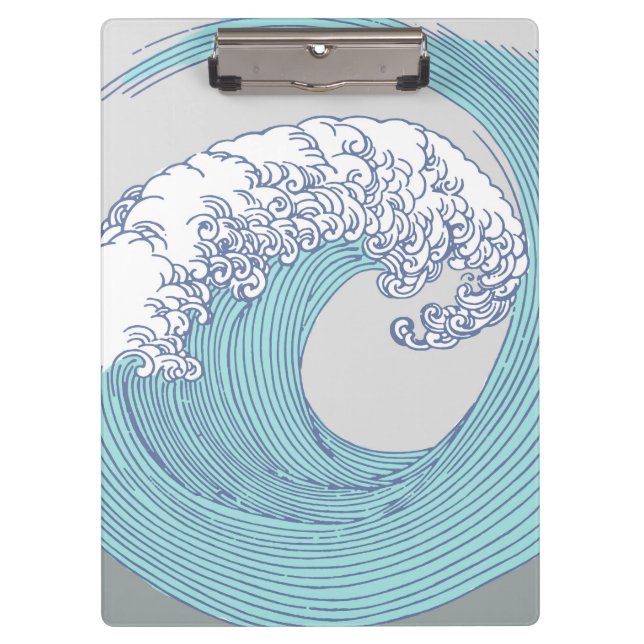 Japanese Asian Surf Wave Art Ocean Art Clipboard (Front)