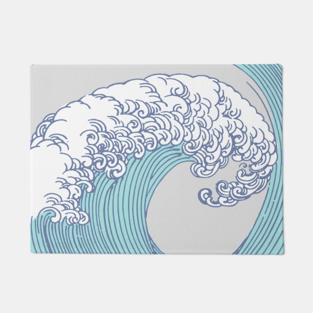 Japanese Asian Surf Wave Art Ocean Art Doormat (Front)