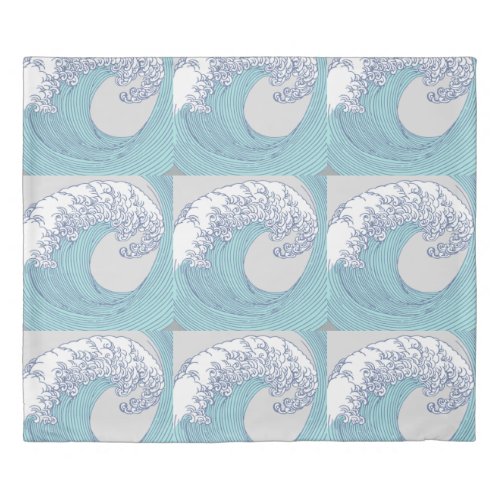 Japanese Asian Surf Wave Art Ocean Art Duvet Cover