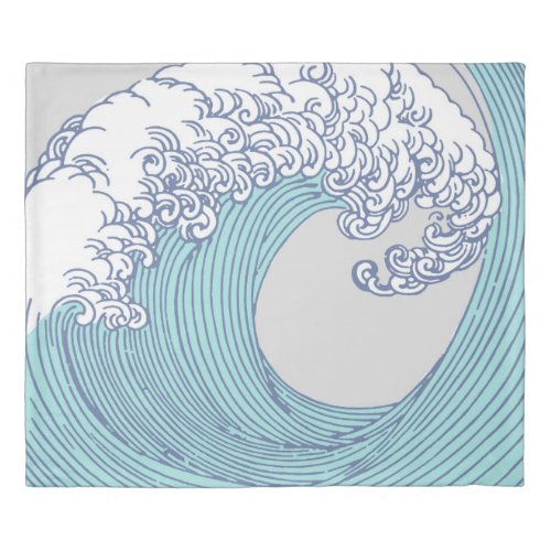 Japanese Asian Surf Wave Art Ocean Art Duvet Cover