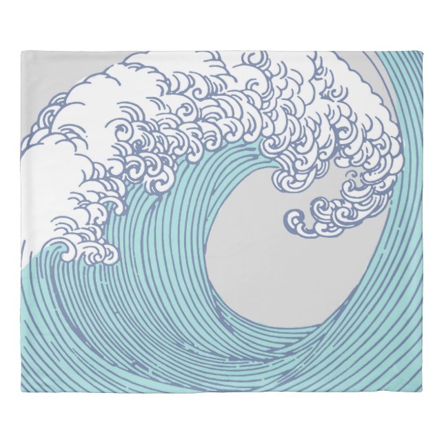 Japanese Asian Surf Wave Art Ocean Art Duvet Cover (Front)
