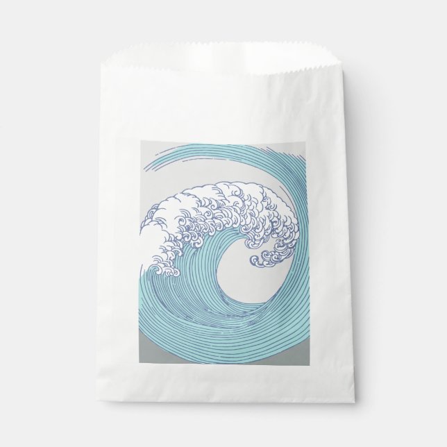 Japanese Asian Surf Wave Art Ocean Art Favor Bag (Front)
