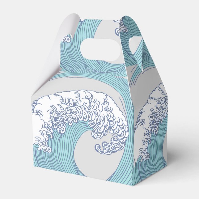 Japanese Asian Surf Wave Art Ocean Art Favor Boxes (Front Side)