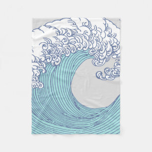 Japanese Asian Surf Wave Art Ocean Art Fleece Blanket