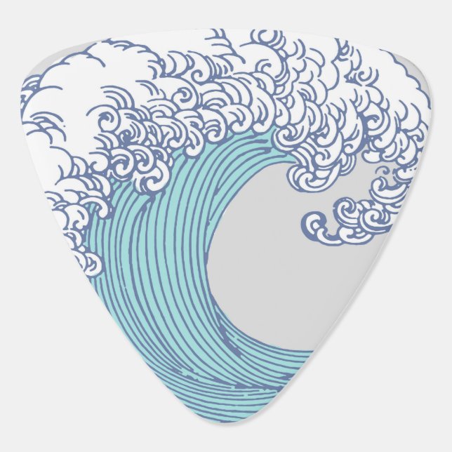 Japanese Asian Surf Wave Art Ocean Art Guitar Pick (Back)