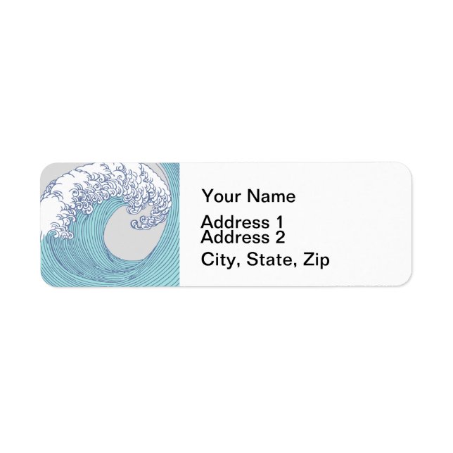 Japanese Asian Surf Wave Art Ocean Art Label (Front)