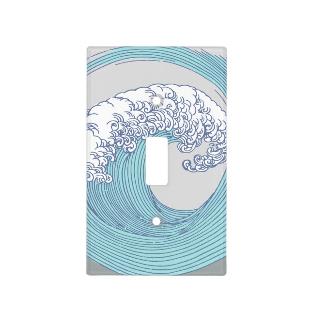 Japanese Asian Surf Wave Art Ocean Art Light Switch Cover (Front)