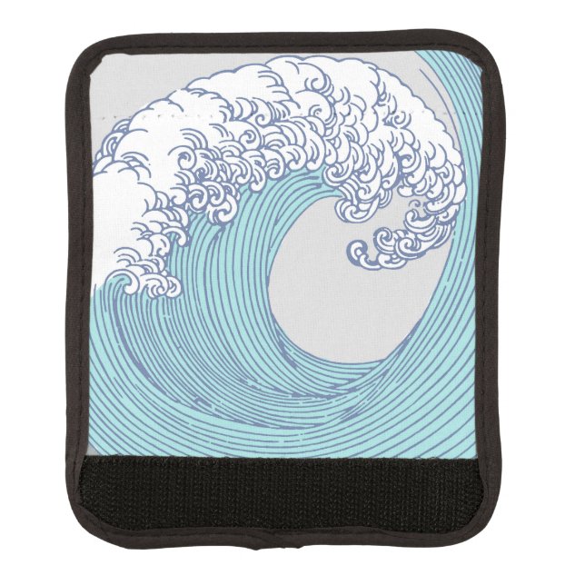 Japanese Asian Surf Wave Art Ocean Art Luggage Handle Wrap (Front)