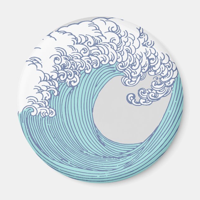 Japanese Asian Surf Wave Art Ocean Art Magnet (Front)