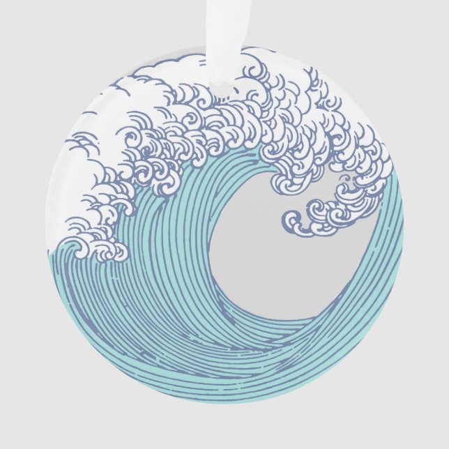 Japanese Asian Surf Wave Art Ocean Art Ornament (Front)