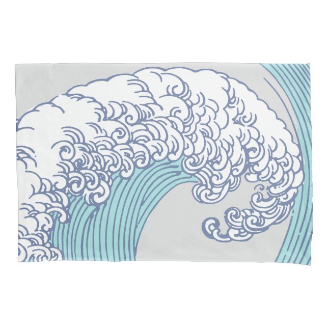 Japanese Asian Surf Wave Art Ocean Art Pillow Case (Front)