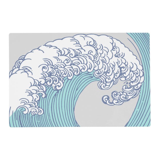 Japanese Asian Surf Wave Art Ocean Art Placemat (Front)