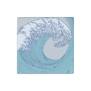 Japanese Asian Surf Wave Art Ocean Art Stone Magnet