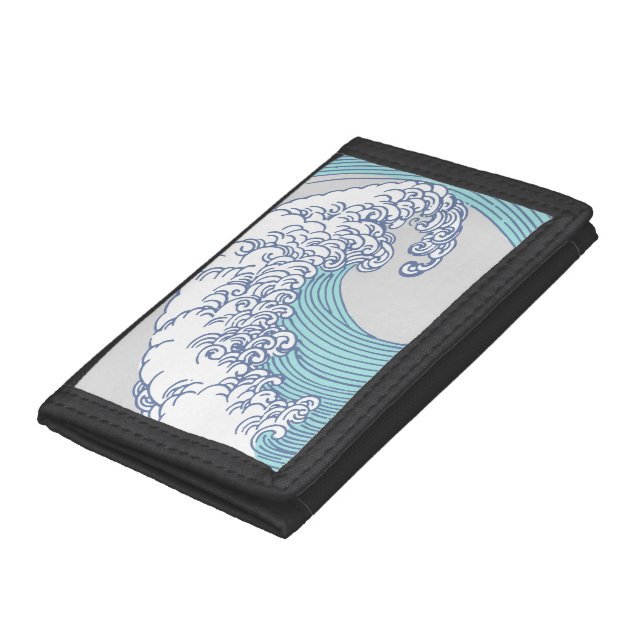 Japanese Asian Surf Wave Art Ocean Art Tri-fold Wallet (Bottom)